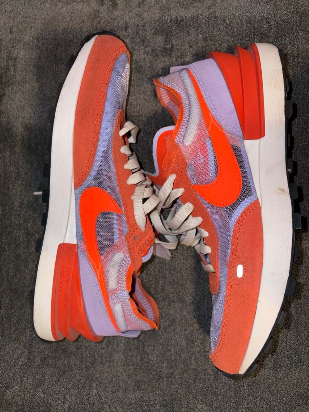 Nike Waffle NO Insole Size 9 Orange Purple Sneakers DC2533-800